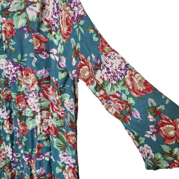 Umgee size medium Teal floral swing tunic shirt oversized blouse - Picture 5 of 5